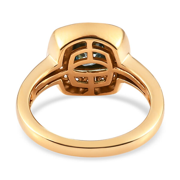 Kambodschanischer blauer Zirkon und Wei&szlig;er Zirkon Ring 925 Silber vergoldet image number 6