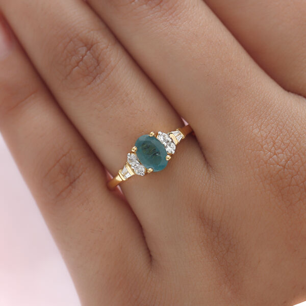 Grandidierit und Zirkon-Ring, 925 Silber Gelbgold Vermeil  ca. 1,11 ct image number 3