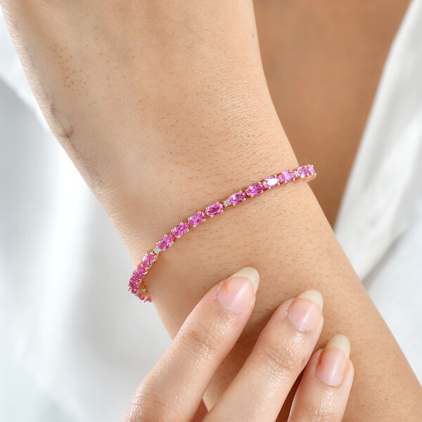 LUXURIANT AAA Labor Rosa Saphir und Labor Diamant 19cm Armband - 9,27 ct. image number 2