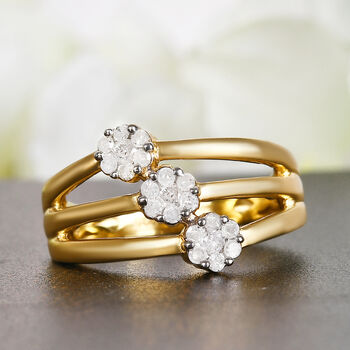 Diamant Ring 925 Silber Gelbgold Vermeil