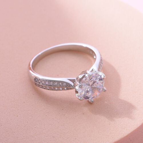 Lustro Stella - Weißer Zirkonia Ring, 925 Silber platiniert, ca. 3.69 ct image number 1