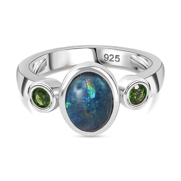 Boulder Opal Triplett und natürlicher Chromdiopsid-Ring - 1,16 ct. image number 0