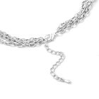 Weiße Glasperlen-Halskette, ca. 50 cm, silberfarben image number 3