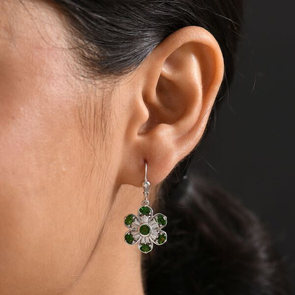 Natürlicher Chromdiopsid Ohrringe 925 Silber rhodiniert ca. 3.65 ct image number 3