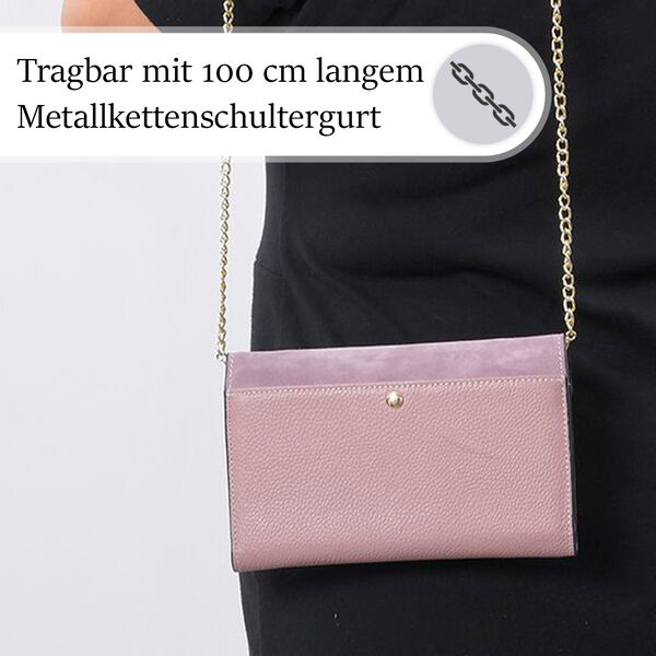 100% Echtleder Clutch mit RFID Schutz, Rosa image number 4
