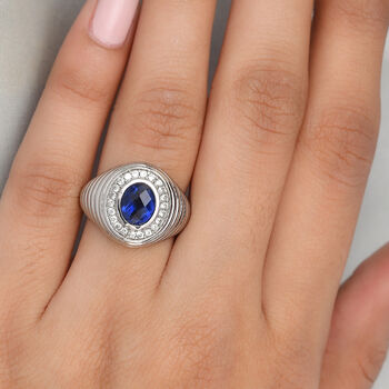 Ceylonfarbener Quarz und Zirkon-Ring in Silberton - 1,70 ct.