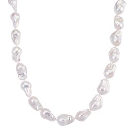 Exklusives Angebot- Weiße Süßwasser Barockperle Collier, ca. 45 cm mit 5 cm Extender, 925 Silber rhodiniert, (Perlenröße ca. 18-19 mm x 24-30 mm)
