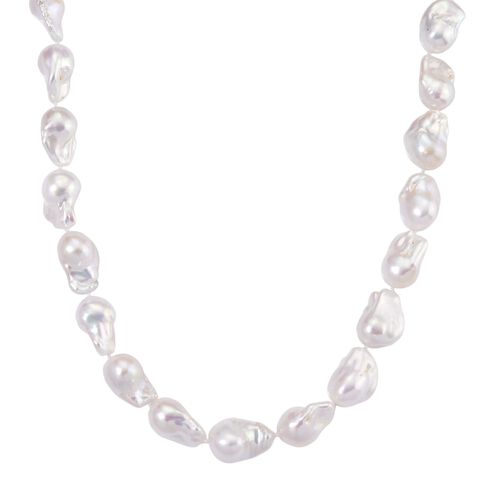 Exklusives Angebot- Weiße Süßwasser Barockperle Collier, ca. 45 cm mit 5 cm Extender, 925 Silber rhodiniert, (Perlenröße ca. 18-19 mm x 24-30 mm) image number 0