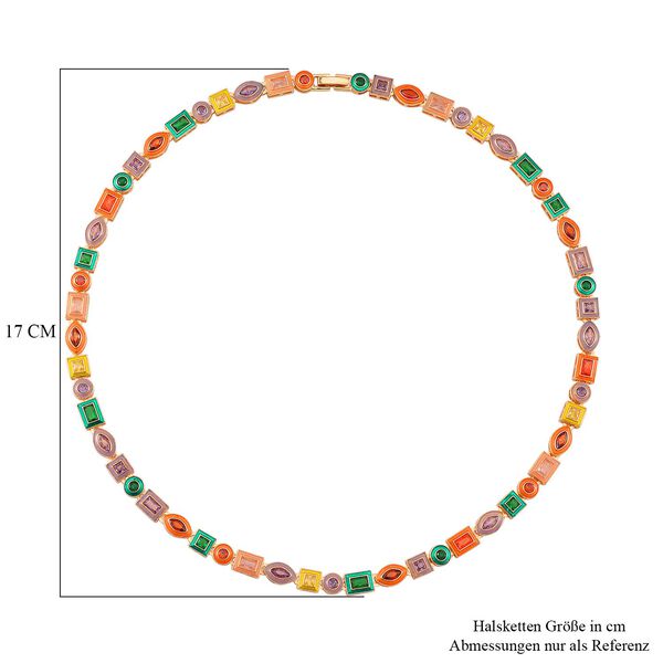 Mehrfarbiger Kristall Halskette ca. 50 cm Messing emailliert image number 4