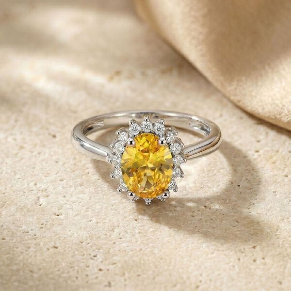 Gelber Zirkonia, Wei&szlig;er Zirkonia Ring Nickelfreies Messing (Gr&ouml;&szlig;e 20.00) image number 1