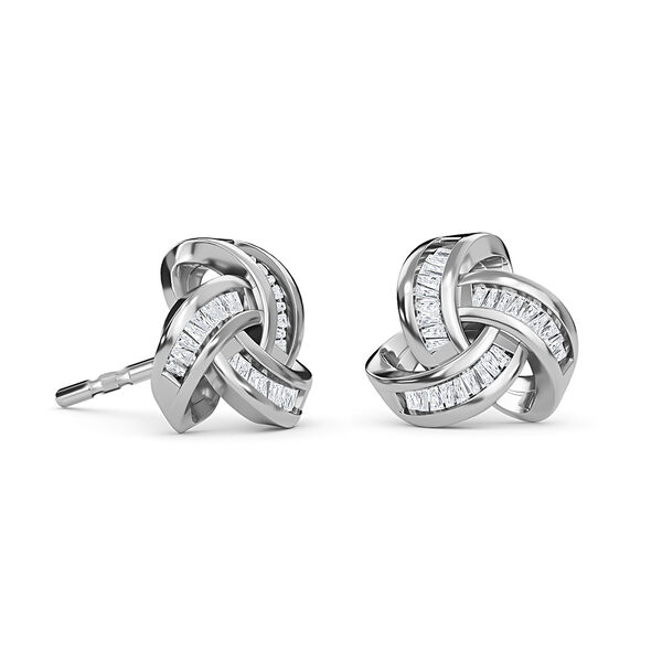 Liebesknoten weiße Diamant-Ohrstecker, 925 Silber platiniert - 0,25 ct. image number 6