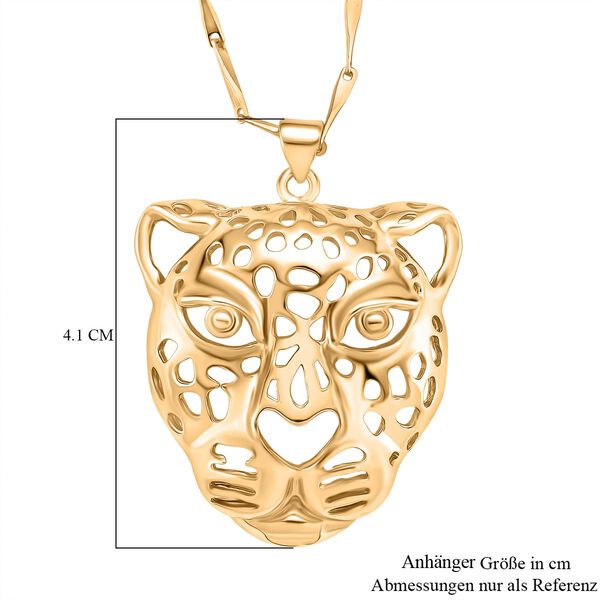 Leopardenkopf-Anhänger mit 44,5+5cm Kette in Goldton image number 5