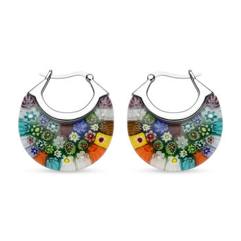 Murano-Stil Glas, mehrfarbige Glas-Ohrringe, Edelstahl