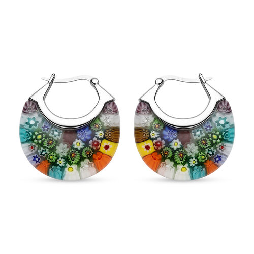 Murano Stil, mehrfarbige Glas-Ohrringe, Edelstahl image number 0