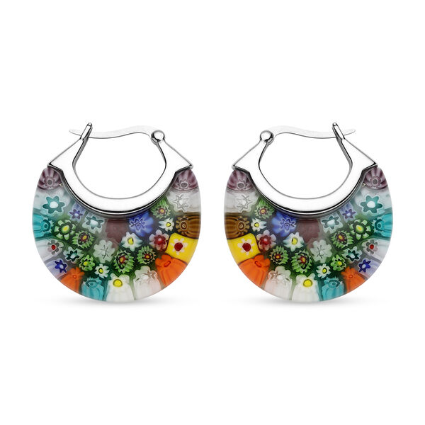 Murano-Stil Glas, mehrfarbige Glas-Ohrringe, Edelstahl