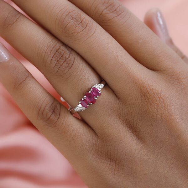 Afrikanischer Rubin (Fissure gef&uuml;llt) Ring 925 Silber Platiniert (Gr&ouml;&szlig;e 17.00) ca. 1,30 ct image number 2