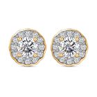 Moissanit Ohrringe 925 Silber 750 Gelbgold Vermeil ca. 1.26 ct