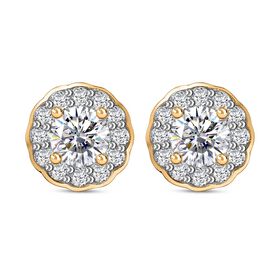 Moissanit Ohrringe, 925 Silber 750 Gelbgold Vermeil - 1,26 ct.
