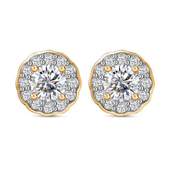 Moissanit Ohrringe 925 Silber 750 Gelbgold Vermeil ca. 1.26 ct