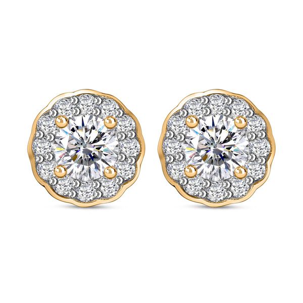 Moissanit Ohrringe, 925 Silber 750 Gelbgold Vermeil - 1,26 ct.