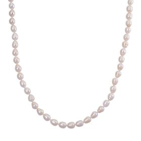 Weiße Süßwasser Perle Halskette ca. 50 cm Reiner Edelstahl Standard