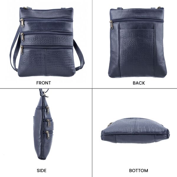 2er-Set 100% Echtleder Reisetasche und Crossbody Tasche mit Kroko-Prägung image number 5