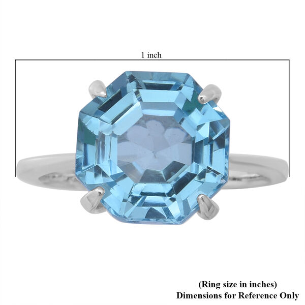Himmelblauer Topas Solit&auml;r Ring 925 Silber platiniert  ca. 9,34 ct image number 5