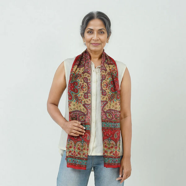 Luxuriöser Seidenschal mit Paisleymuster, 100% feinste Seide, Rot image number 10