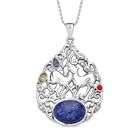 Lapislazuli, gelber Zirkonia Anhänger mit Kette, Edelstahl ca. 16.20 ct