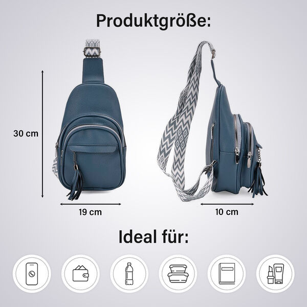 PU Brusttasche, 19x10x30cm, Blau image number 5