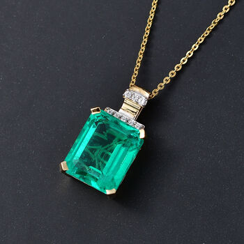 D'Joy Smaragd-Quarz Triplette, Wei&szlig;er Zirkon Schmuckset ca. 50 cm 925 Silber 750 Gelbgold Vermeil ca. 7,21 ct.