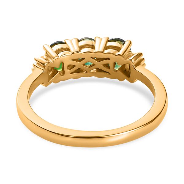 Nat&uuml;rlicher Chrom Turmalin und wei&szlig;er Diamant-Ring, 925 Silber Gelbgold Vermeil (Gr&ouml;&szlig;e 21.00) ca. 1.03 ct image number 6