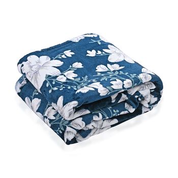 Ultraweiche bedruckte 155gsm Flanell Kuscheldecke, 200x150cm, Dunkelblau-Wei&szlig;