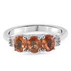 Orange Saphir und Diamant 3 Stein Ring 925 Silber Platin-Überzug image number 6