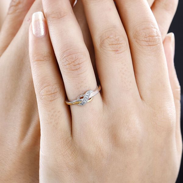 Dreifarbiger, weißer Diamant-Ring in 925 Silber image number 3