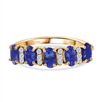 Tansanit, Moissanit Ring 925 Silber vergoldet, (Gr&ouml;&szlig;e 18.00) ca. 1.25 ct