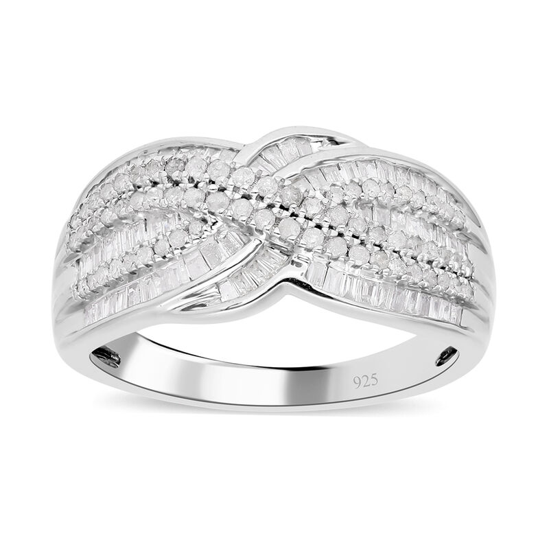 Weißer Diamant Ring, 925 Silber platiniert, (Größe 18.00) ca. 1.00 ct image number 0