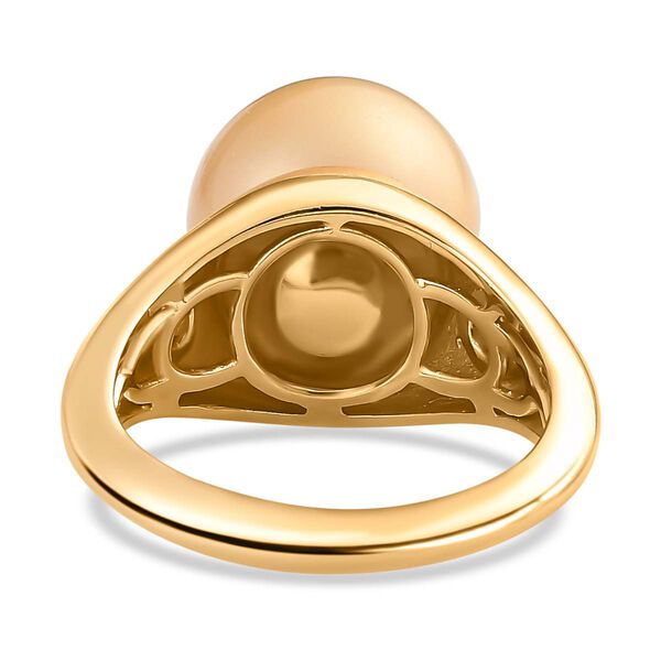 AA goldener Südseeperlen- und Moissanit-Ring - 12,65 ct. image number 6