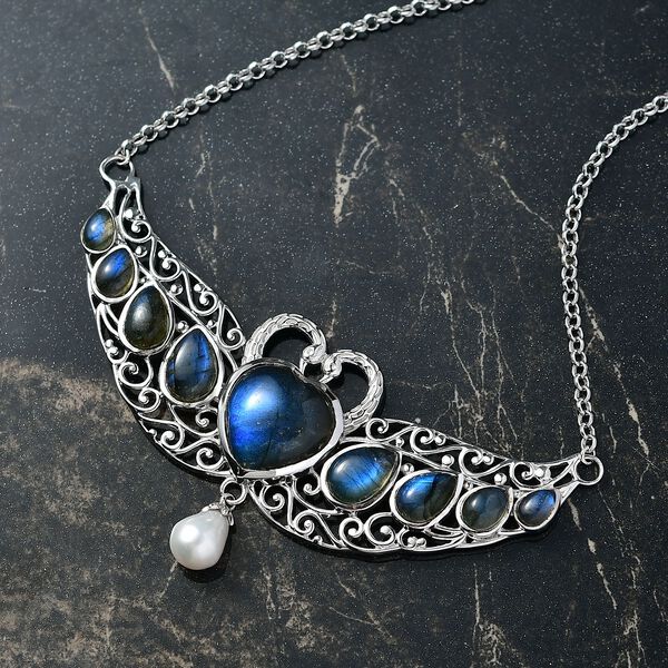 D'Joy AAA Labradorit und Süßwasserperle 45cm Halskette image number 2