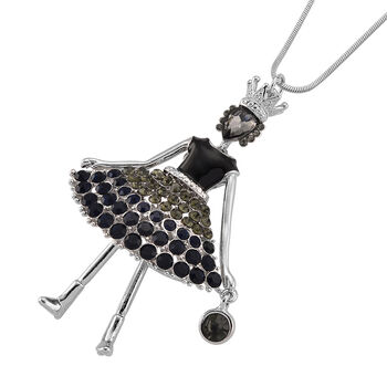 Mehrfarbiger Kristall Ballerina Anh&auml;nger mit Kette ca. 63.5 cm + 5 cm Extender, Legierung, Legierung emailliert