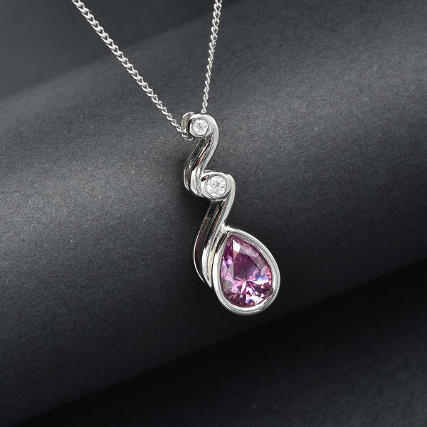 Rosa und wei&szlig;er Moissanit-Anh&auml;nger mit 45cm Kette - 0,75 ct. image number 2