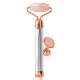 Finishing Touch Flawless Contour Gesichtsroller Set mit Rosenquarz, Gesichtsmassageger&auml;t mit Vibration, Ros&eacute;gold