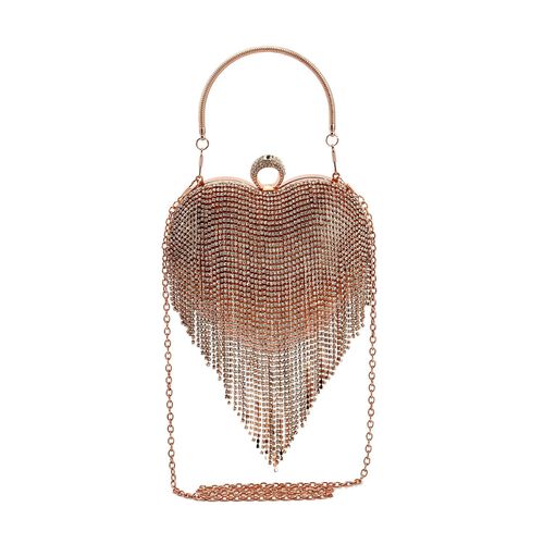Herzförmige Clutch mit Kristallen, 15x16cm, Rosé image number 0
