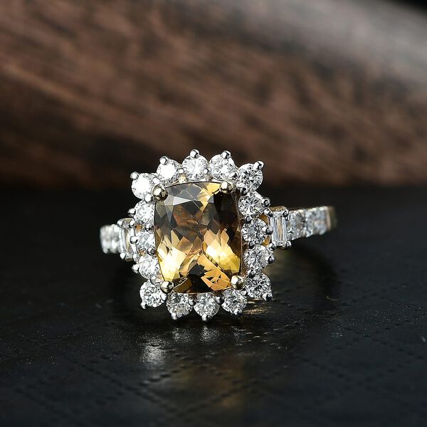 LUXURIANT DIAMOND - AAA Nat&uuml;rlicher goldener Tansanit, Lab Grown Diamant Ring 417 Gold (Gr&ouml;&szlig;e 17.00) ca. 2,85 ct image number 1
