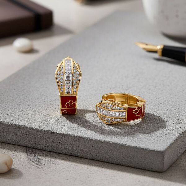 Wei&szlig;er Zirkonia Ohrringe Nickelfreies Messing emailliert image number 2