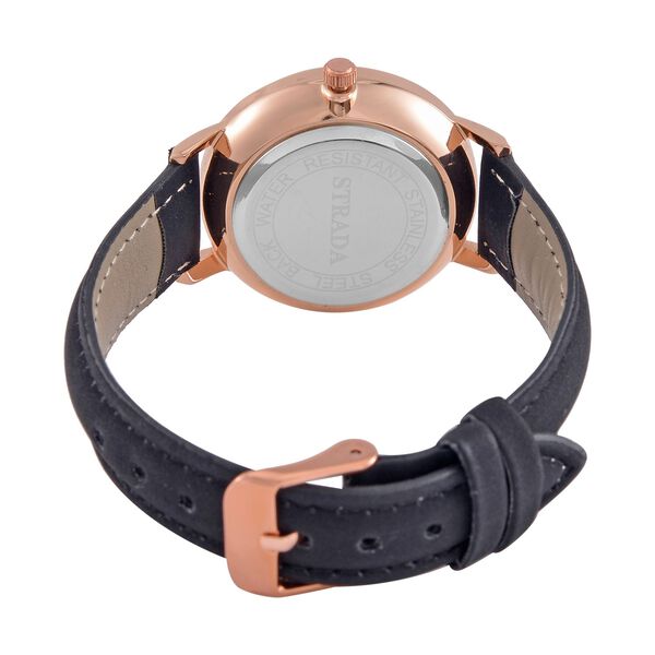 Strada - Japanisches Uhrwerk, wei&szlig;er Kristall, 23 cm, ros&eacute;vergoldet, brauner Riemen image number 6