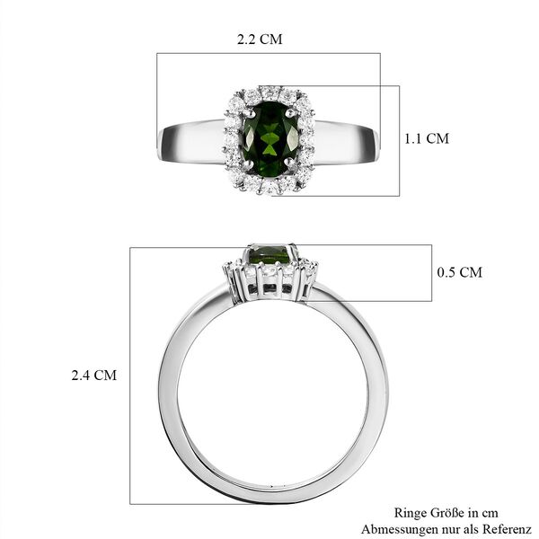Nat&uuml;rlicher Chromdiopsid und wei&szlig;er Zirkon-Ring - 1,12 ct. image number 7
