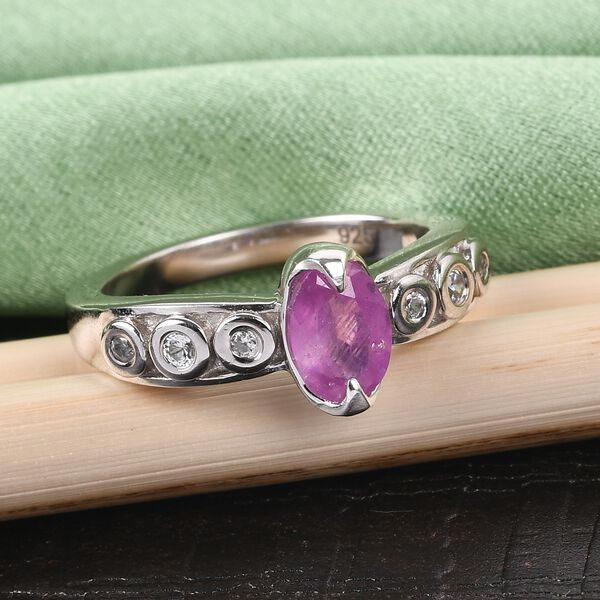 Fissure gefüllt Rosa Saphir und Zirkon Ring 925 Silber Platin-Überzug image number 2