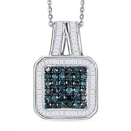 D'Joy Blauer Diamant, Wei&szlig;er Diamant Schmuckset ca. 50 cm 925 Silber rhodiniert ca. 1,00 ct.