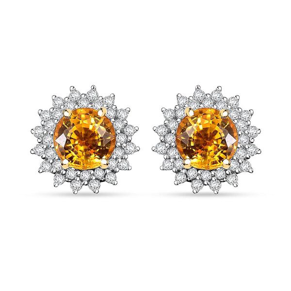 Zertifiziert und gepr&uuml;ft AAA gelbe Saphir und Diamant Ohrringe in 585 Wei&szlig;gold - 2.14 ct
